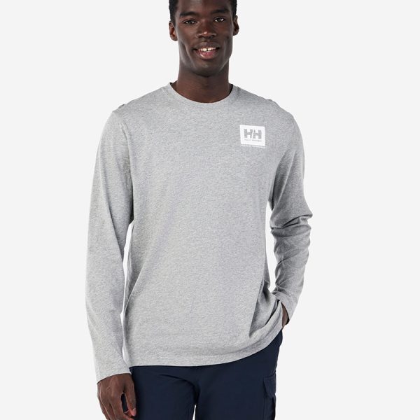 BOX OUTLINE L/S T-SHIRT, Grey Melange