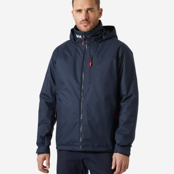 CREW HOODED PILE JACKET, Navy