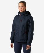 W CREW HOODED PILE JACKET, Navy