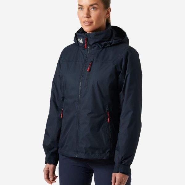 W CREW HOODED PILE JACKET, Navy