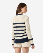 W SALT KNIT SWEATER, Navy / Cream Stripe - Image 3