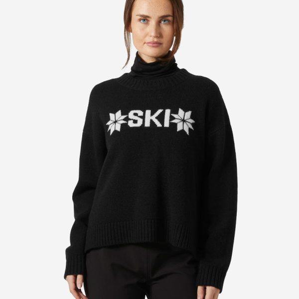 W BLISS SKI KNIT SWEATER, Black